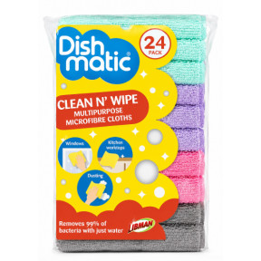 Універсальні серветки з мікрофібри Dishmatic Clean N’ Wipe, 24 шт